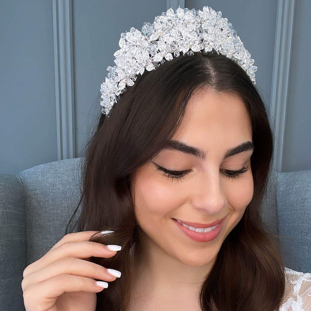 Dani Bridal Crown Hair Accessories - Tiara & Crown  Silver  
