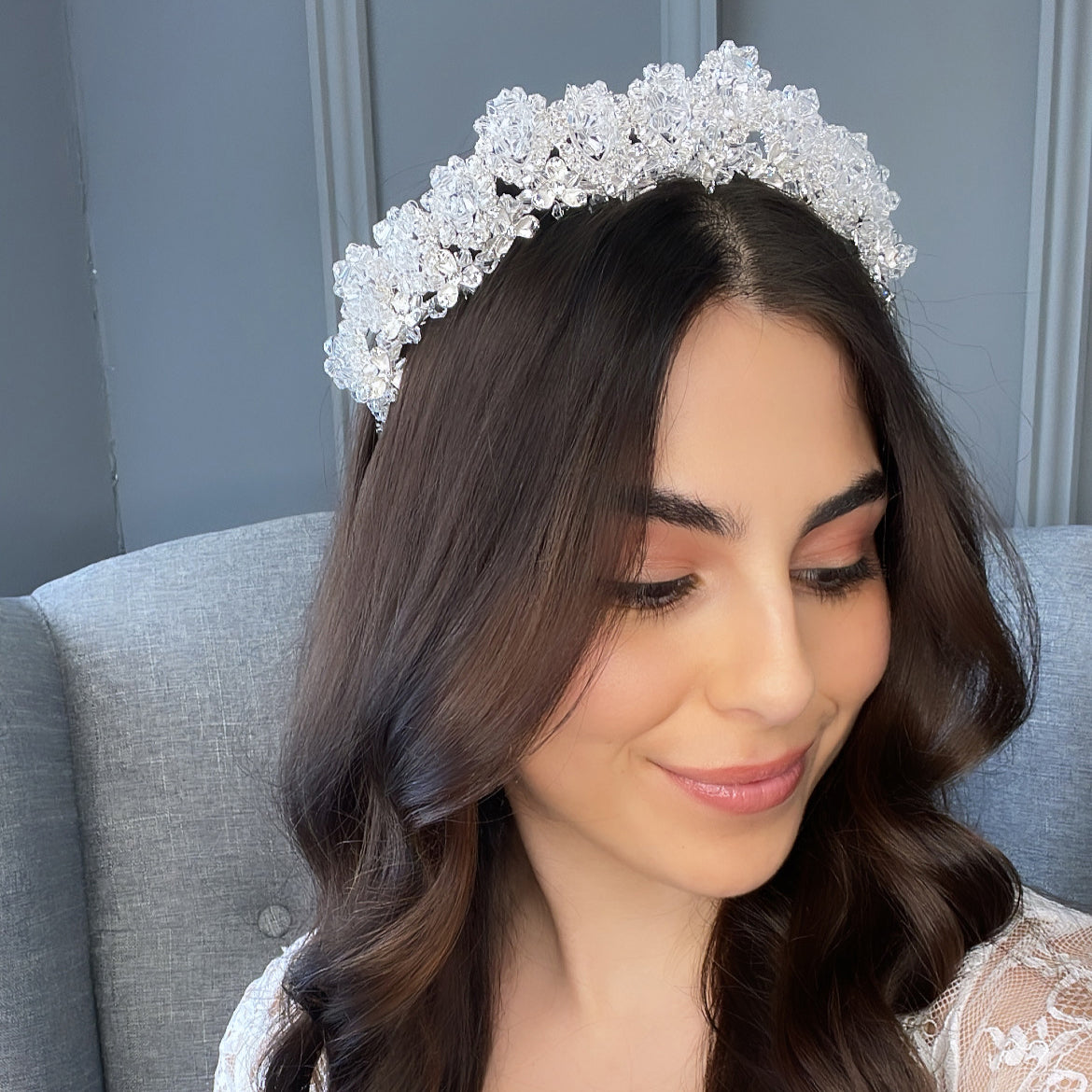 Abigail Crystal Bridal Crown Hair Accessories - Tiara & Crown