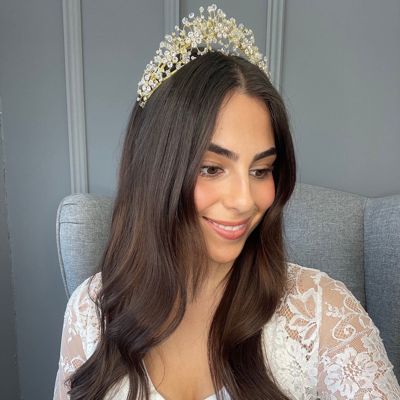 Marina Crystal Bridal Crown Hair Accessories - Tiara & Crown