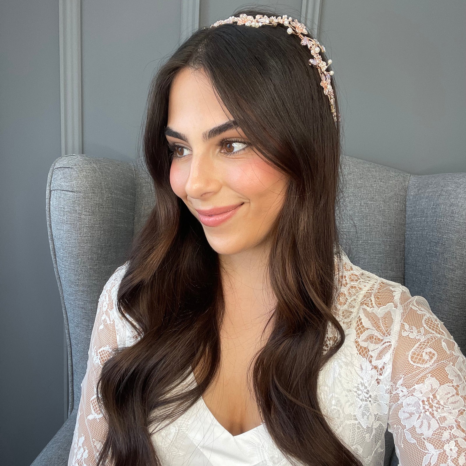 Lanza Floral Bridal Hair Vine (Blush Pink) Hair Accessories - Headpieces