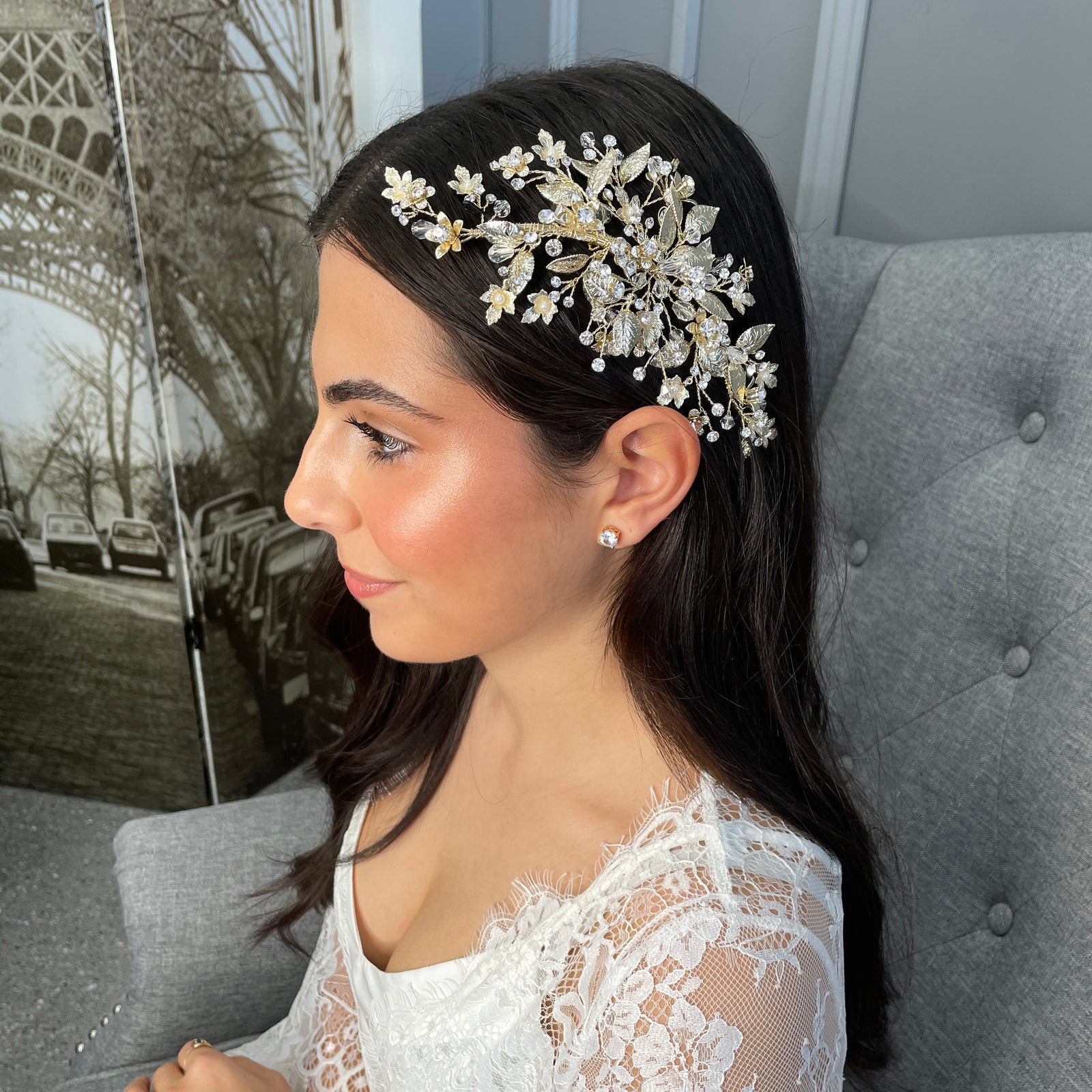 Fulya Floral Bridal Headpiece Hair Accessories - Headpieces