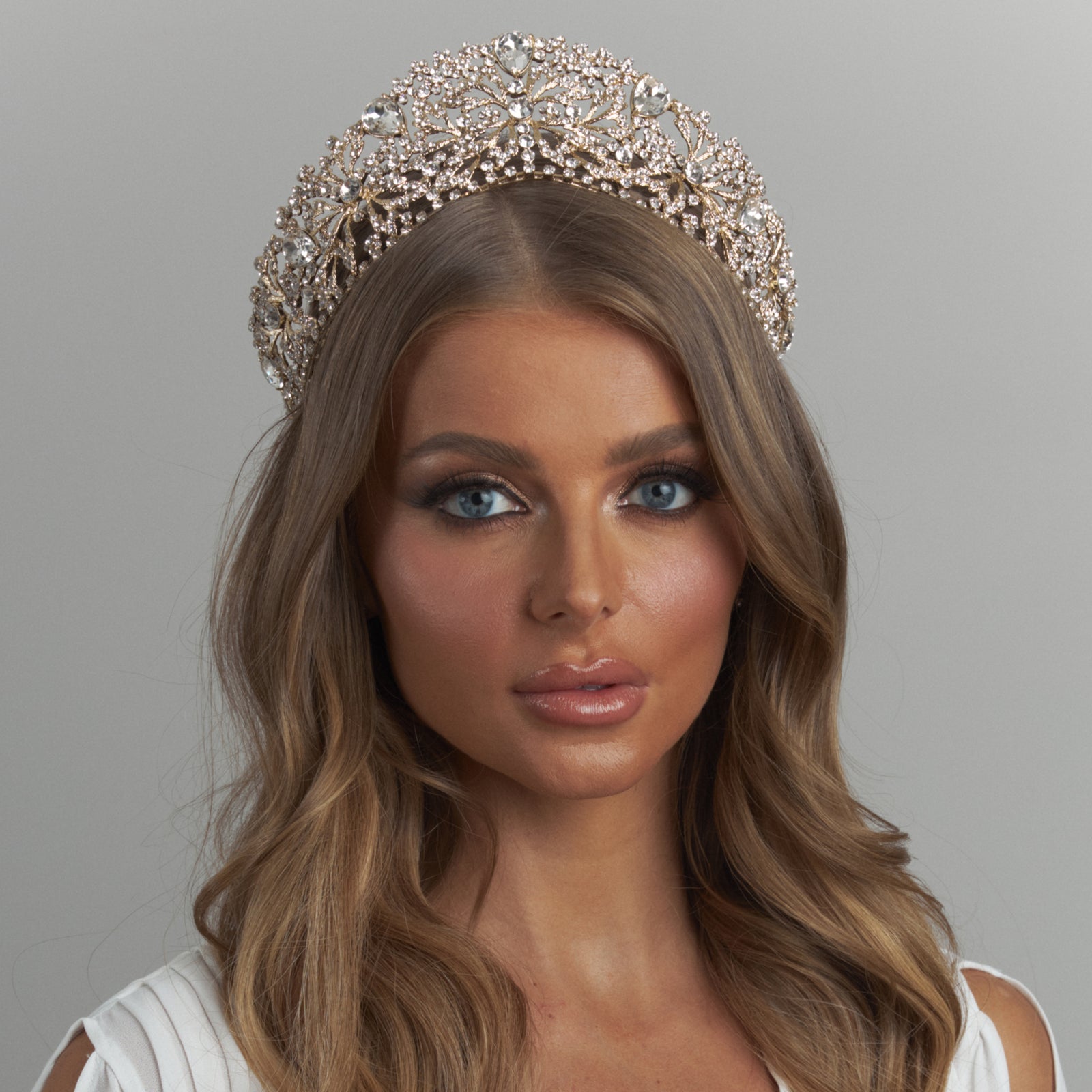 Milica Crystal Bridal Crown Hair Accessories - Tiara & Crown