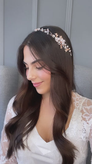 Fae Bridal Hair Vine - Rose Gold