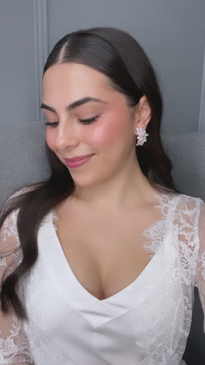 Decima Bridal Earrings - Rose Gold (Clip On)