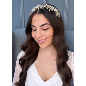 Enya Bridal Headband (Gold) Hair Accessories - Headbands,Tiara    