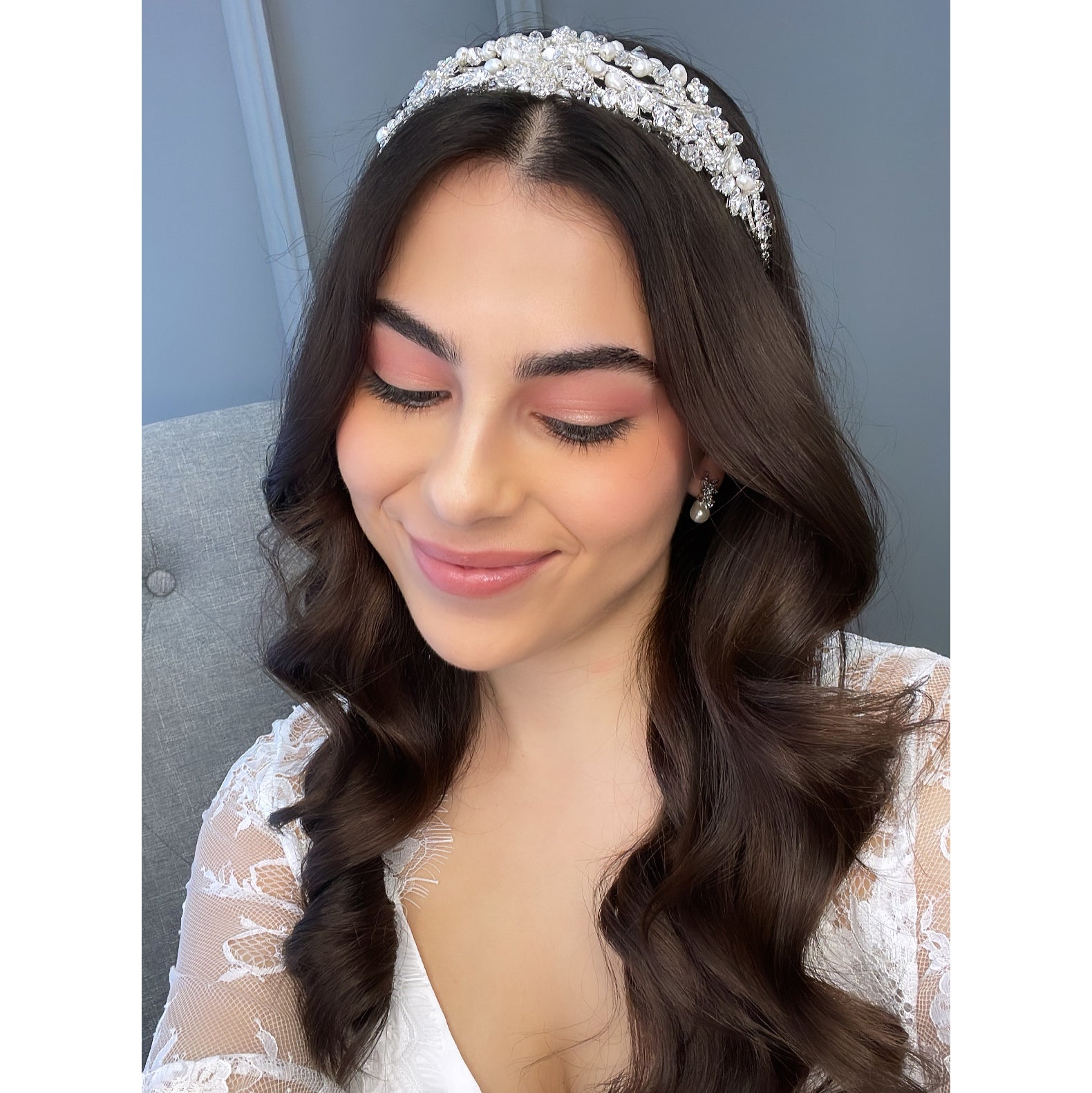 Nia Crystal Pearl Bridal Headband Hair Accessories - Headbands,Tiara