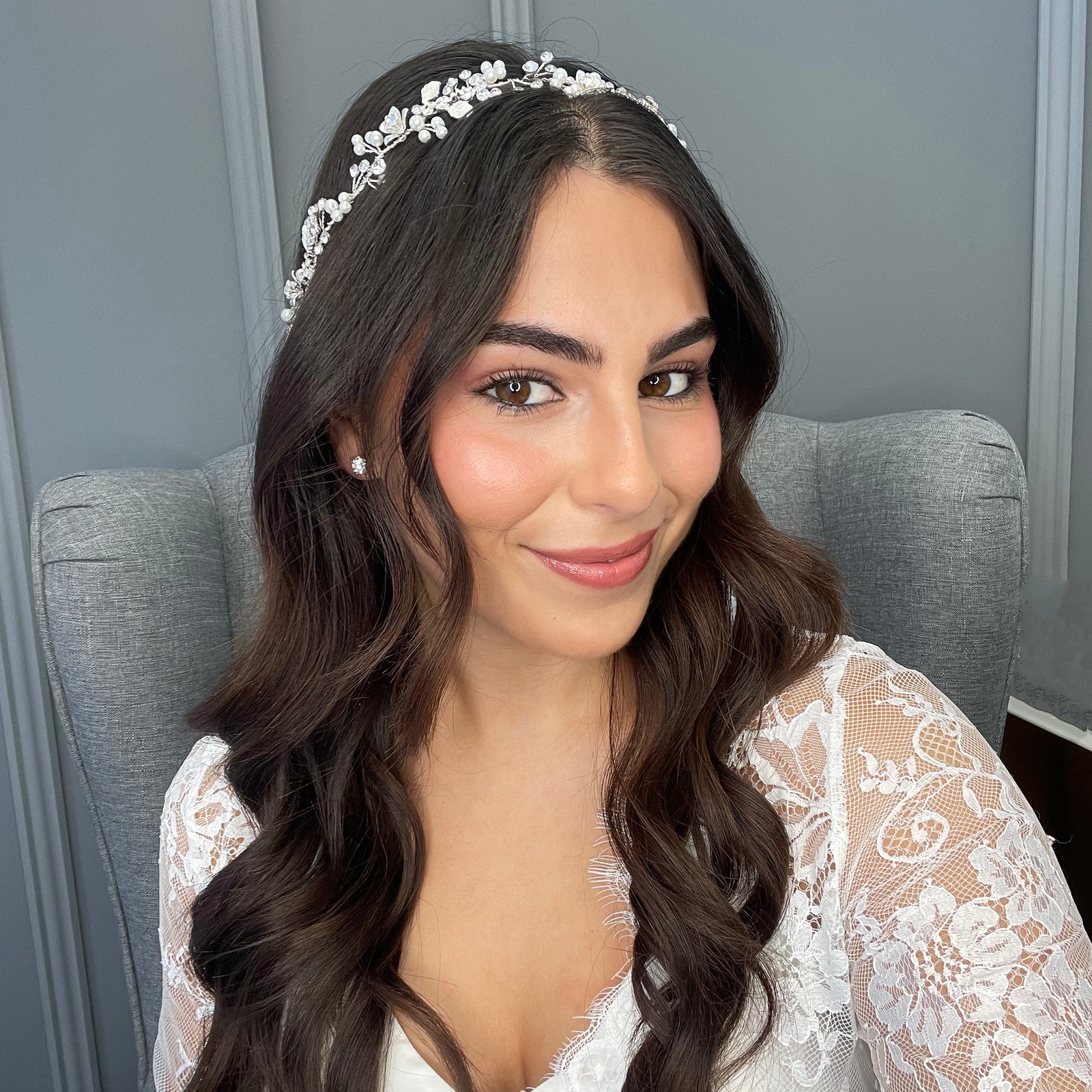 Ivie Crystal Pearl Bridal Hair Vine Hair Accessories - Headpieces