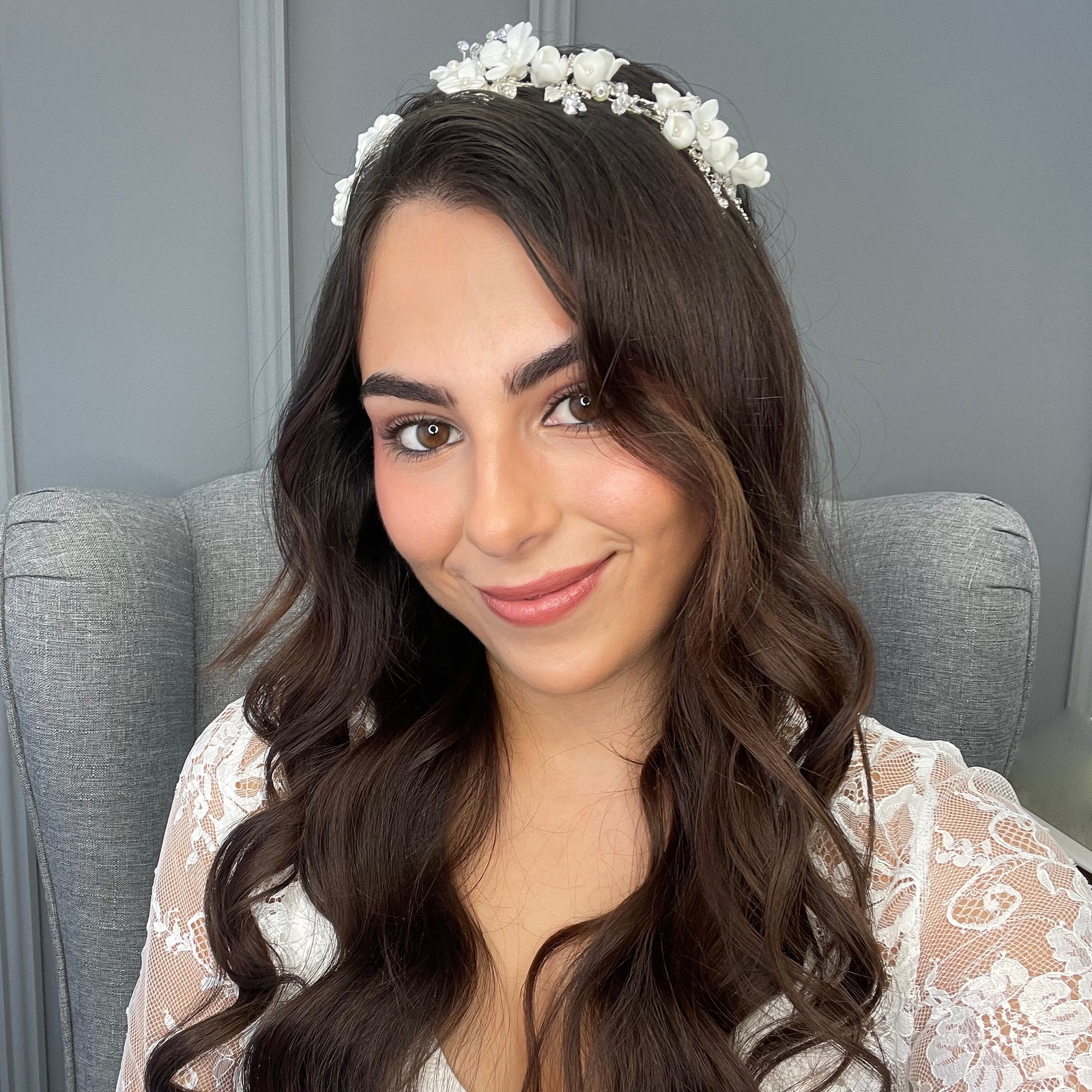 Eloa Floral Crystal Pearl Vine Hair Accessories - Headpieces