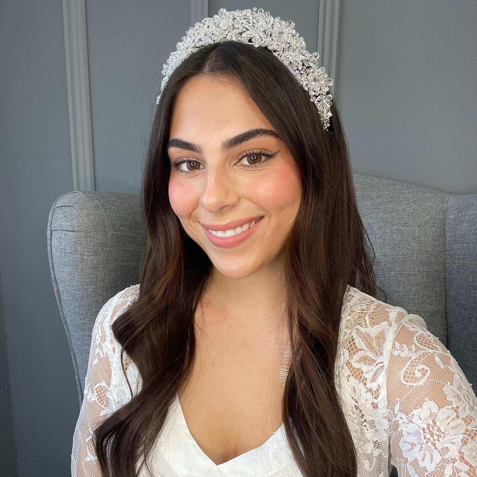 Japonica Crystal Bridal Crown Hair Accessories - Tiara & Crown