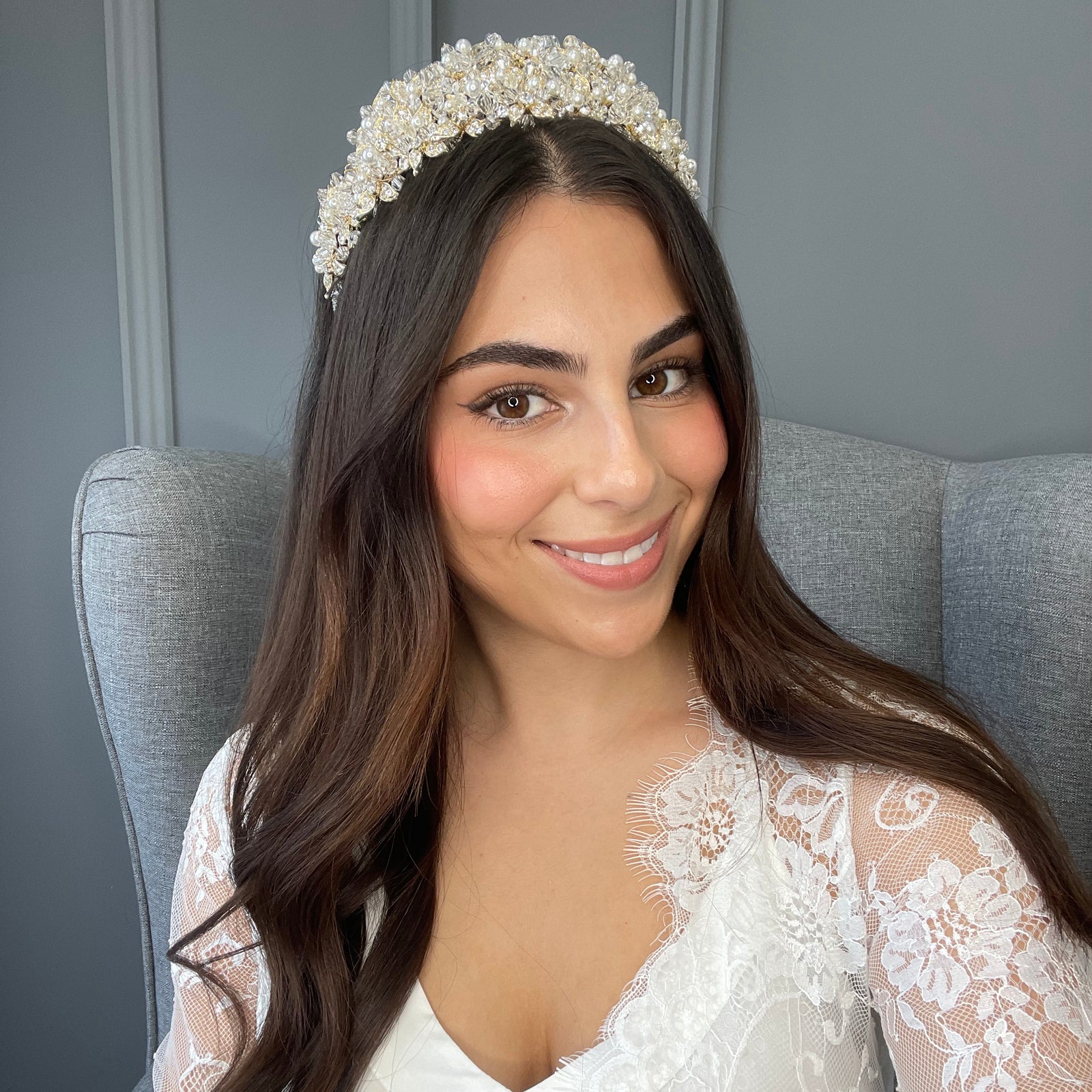 Dani Pearl Bridal Crown Hair Accessories - Tiara & Crown