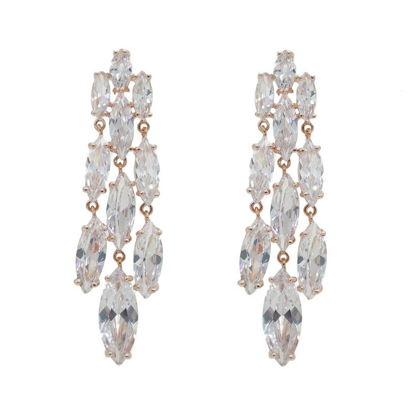Odele Bridal Earrings (Rose Gold) Earrings - Long Drop    