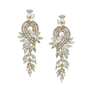 Shea Bridal Earrings - Clip On / Gold Earrings - Long Drop    
