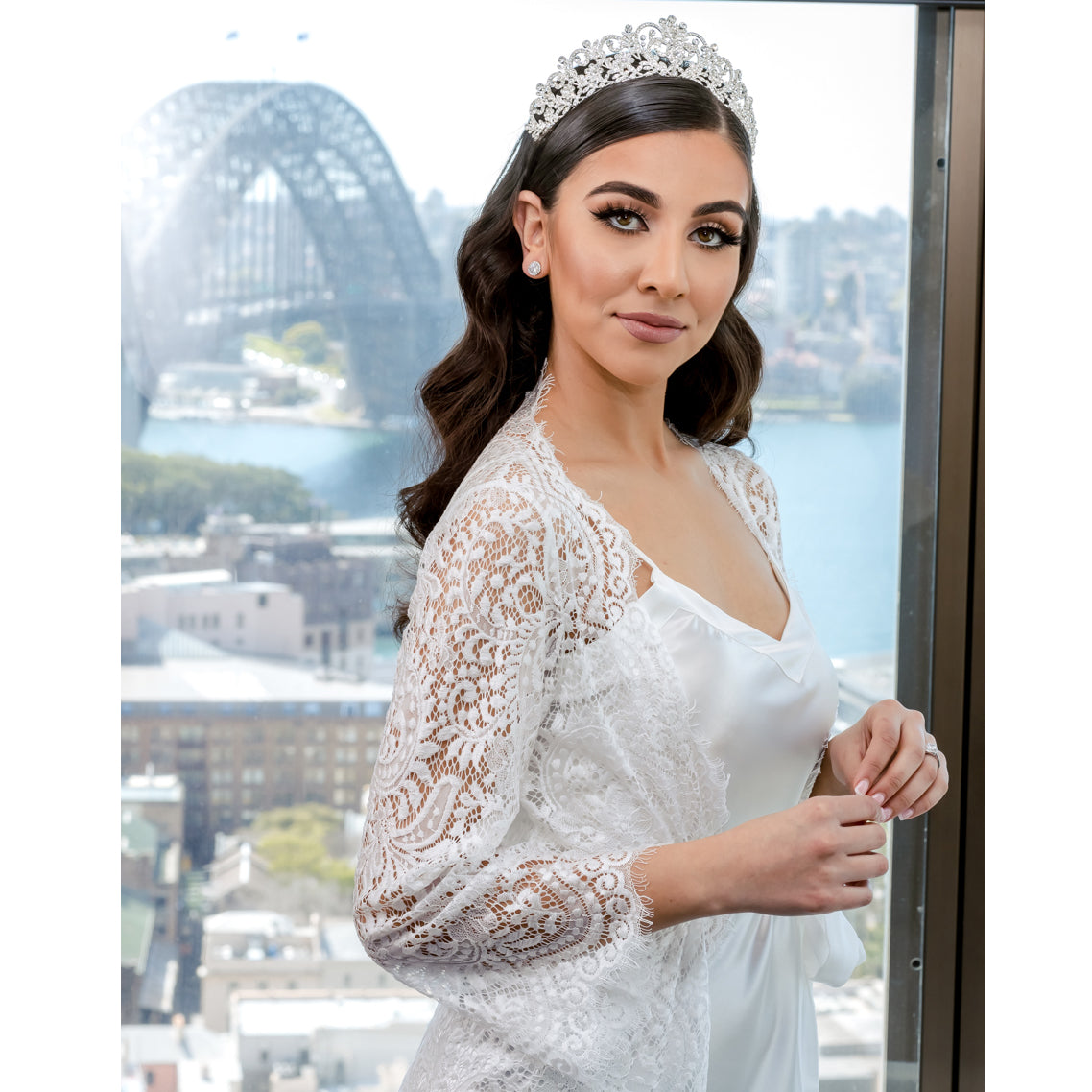 Tayla Bridal Lace Robe Floor Length Bridal Robe - RTW