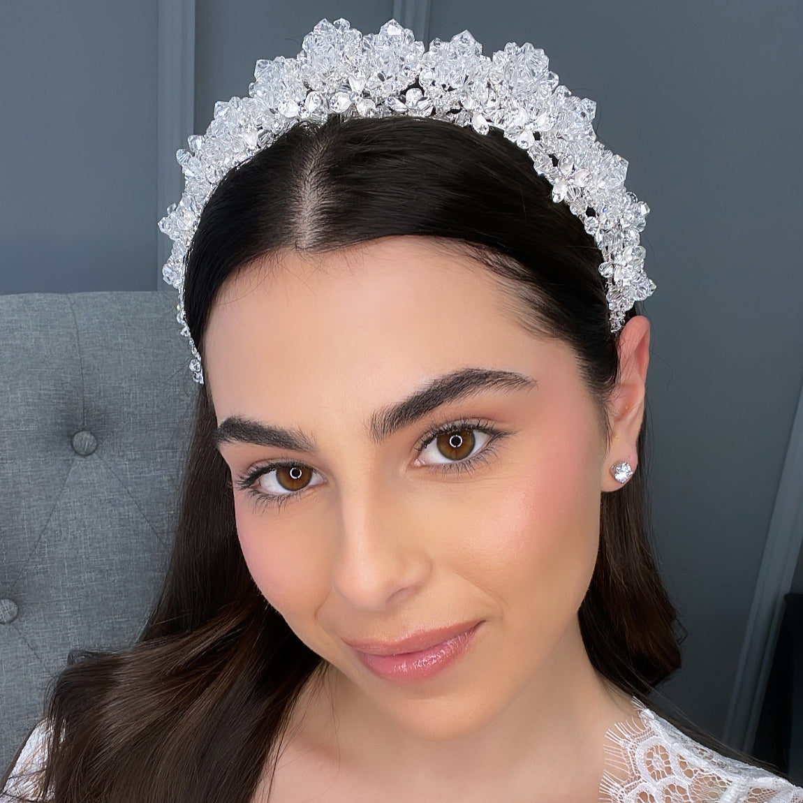 Abigail Crystal Bridal Crown Hair Accessories - Tiara & Crown