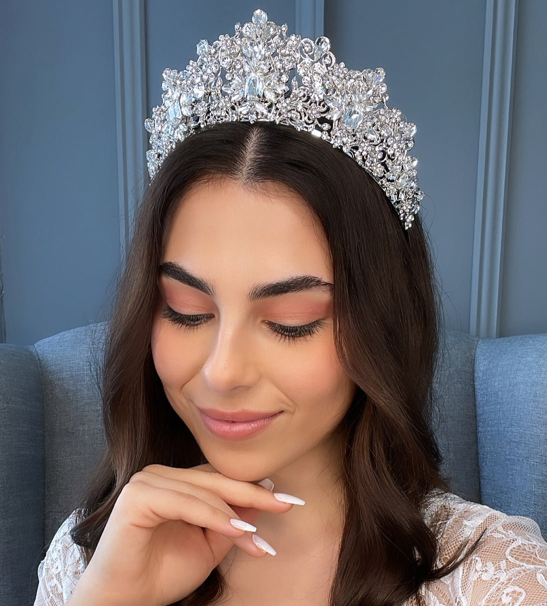 Claudina Crystal Bridal Crown Hair Accessories - Tiara & Crown