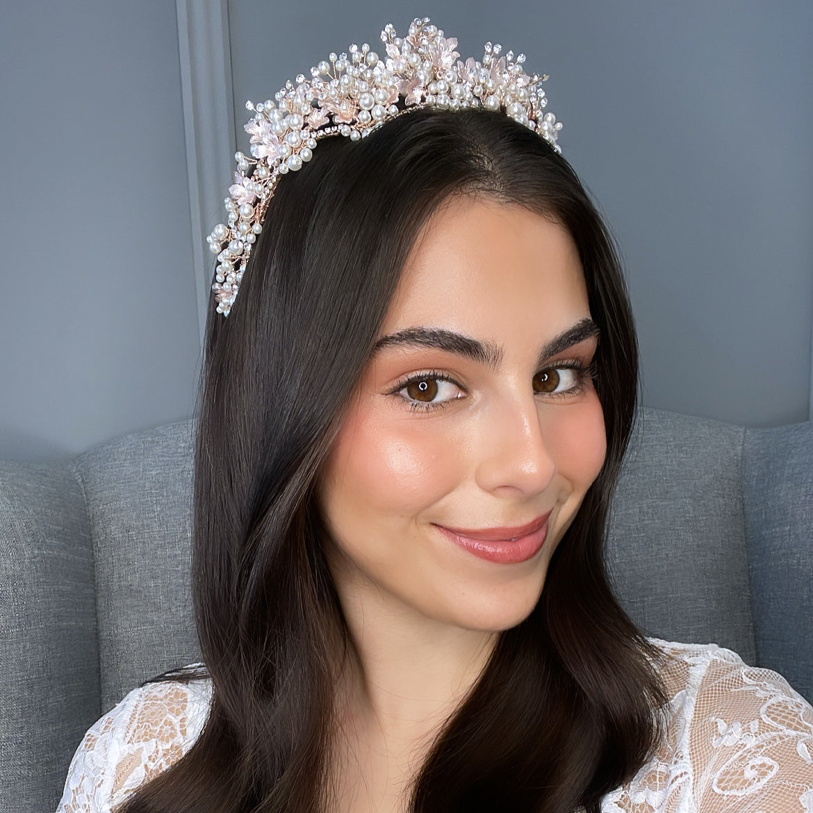 Gilene Pearl Double Crown Hair Accessories - Tiara &amp; Crown