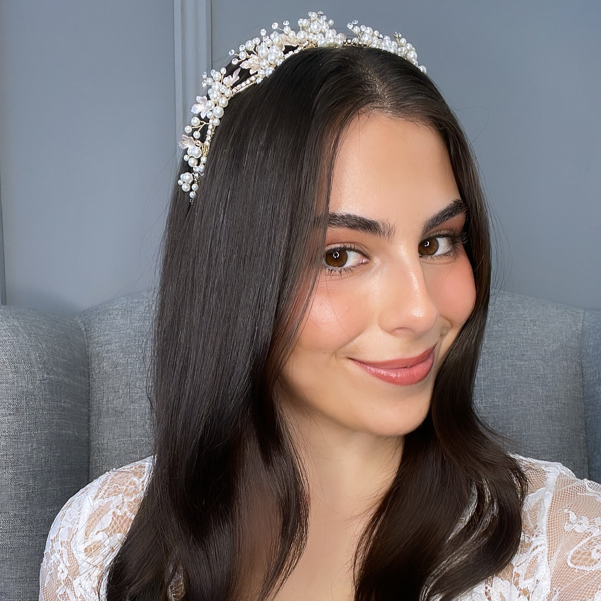 Gilene Pearl Bridal Crown Hair Accessories - Tiara &amp; Crown