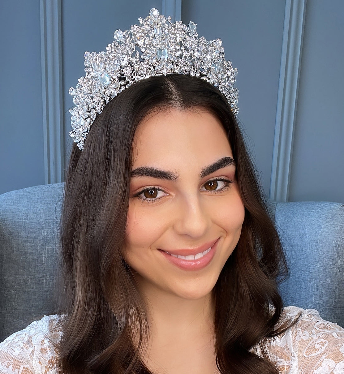 Claudina Crystal Bridal Crown Hair Accessories - Tiara & Crown