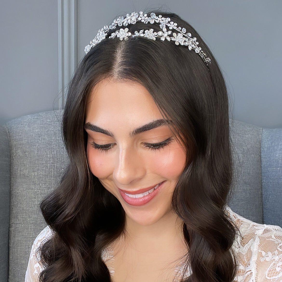 Lizzy Crystal Double Bridal Headband Hair Accessories - Headbands,Tiara