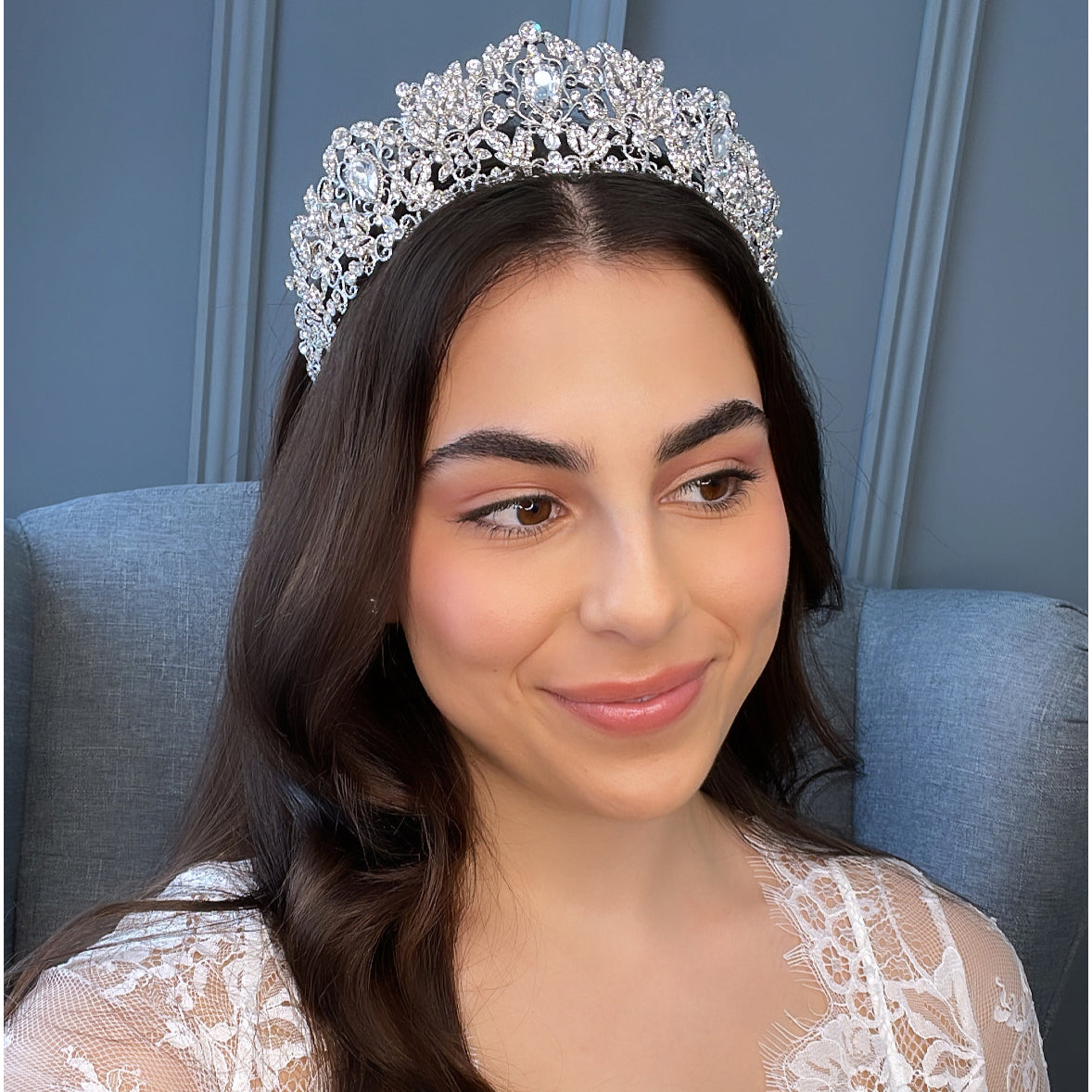 Luciana Crystal Bridal Crown Hair Accessories - Tiara & Crown