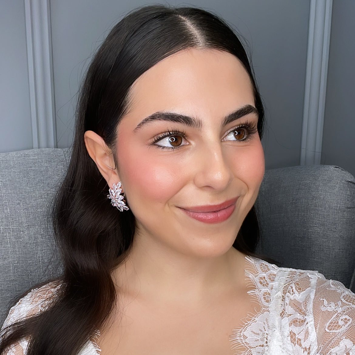 Decima Bridal Earrings Rose Gold Clip On Roman French