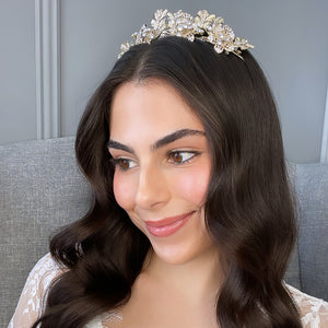 Raakel Bridal Crown - Gold Hair Accessories - Tiara & Crown    