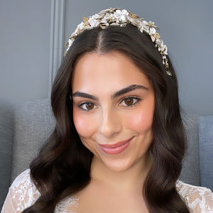 Nadja Flat Bridal Headpiece Hair Accessories - Headpieces  Gold  