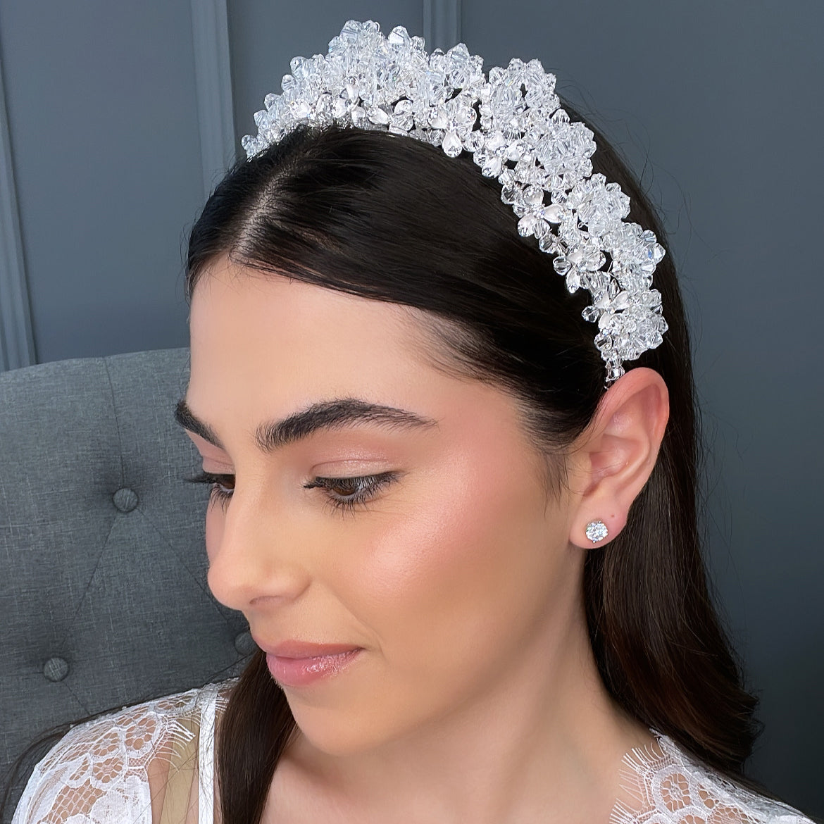 Abigail Crystal Bridal Crown Hair Accessories - Tiara & Crown