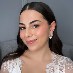 Augustine Bridal Earrings - Light Rose Gold Earrings - Glamour Stud    