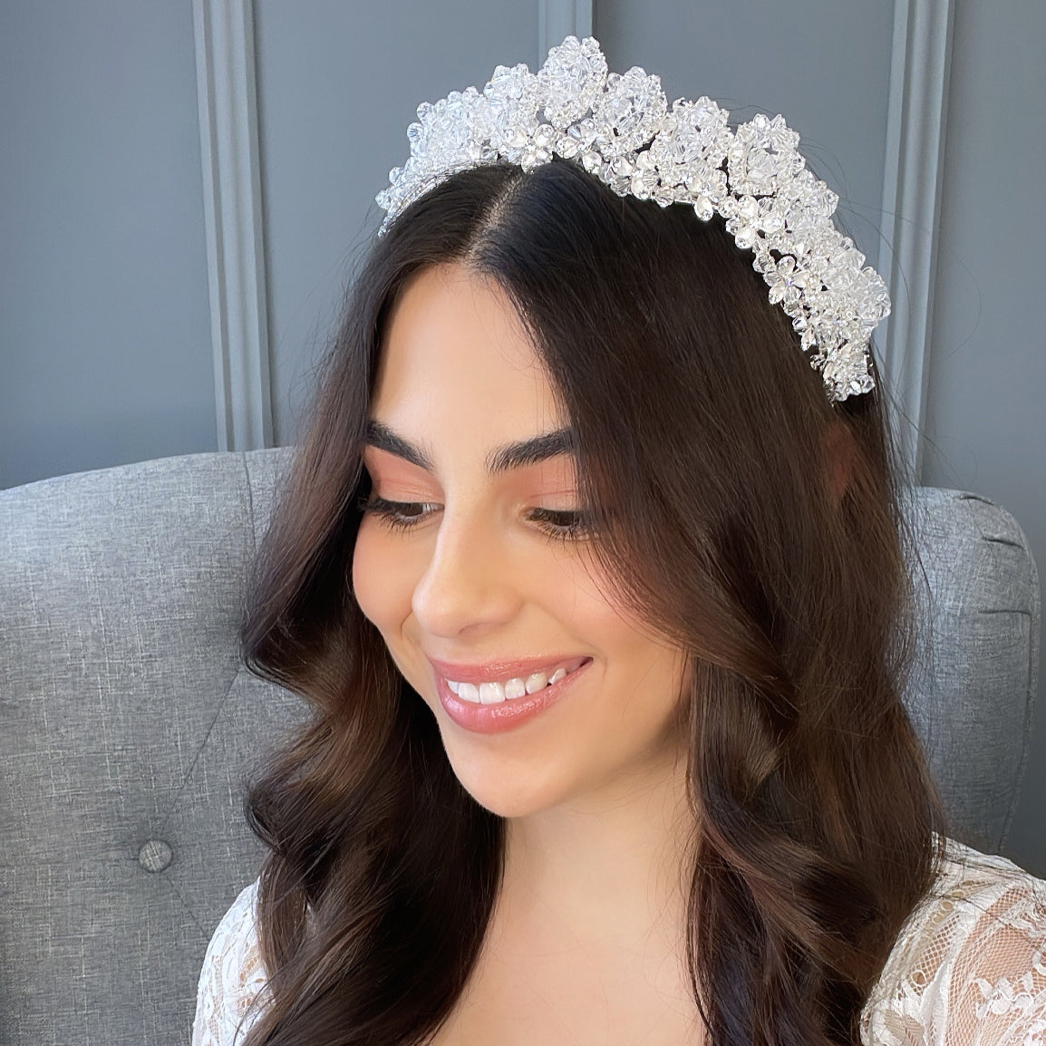 Abigail Crystal Bridal Crown Hair Accessories - Tiara & Crown