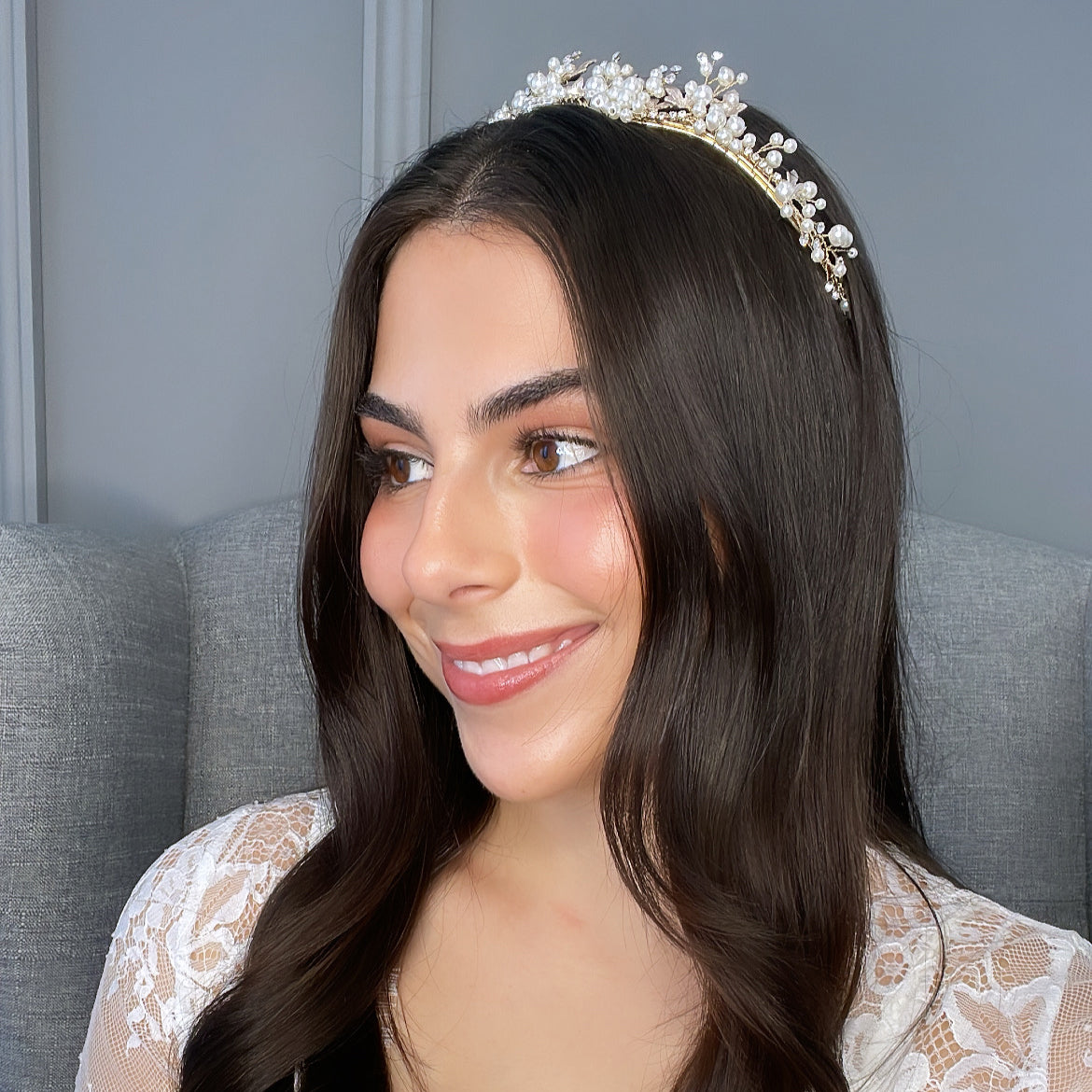 Gilene Pearl Bridal Crown Hair Accessories - Tiara &amp; Crown