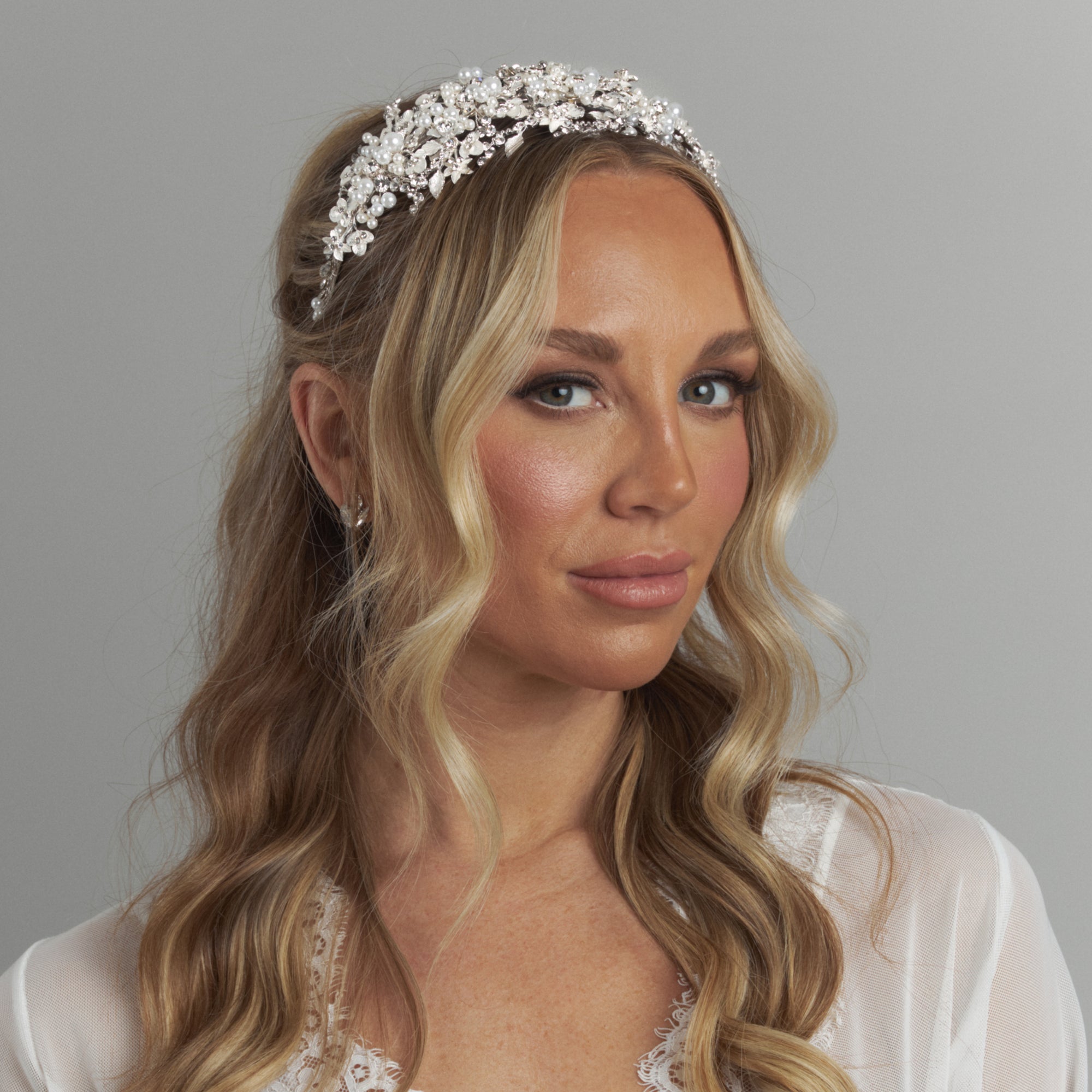 Adria Pearl Bridal wedding Luxury Crystal headpiece