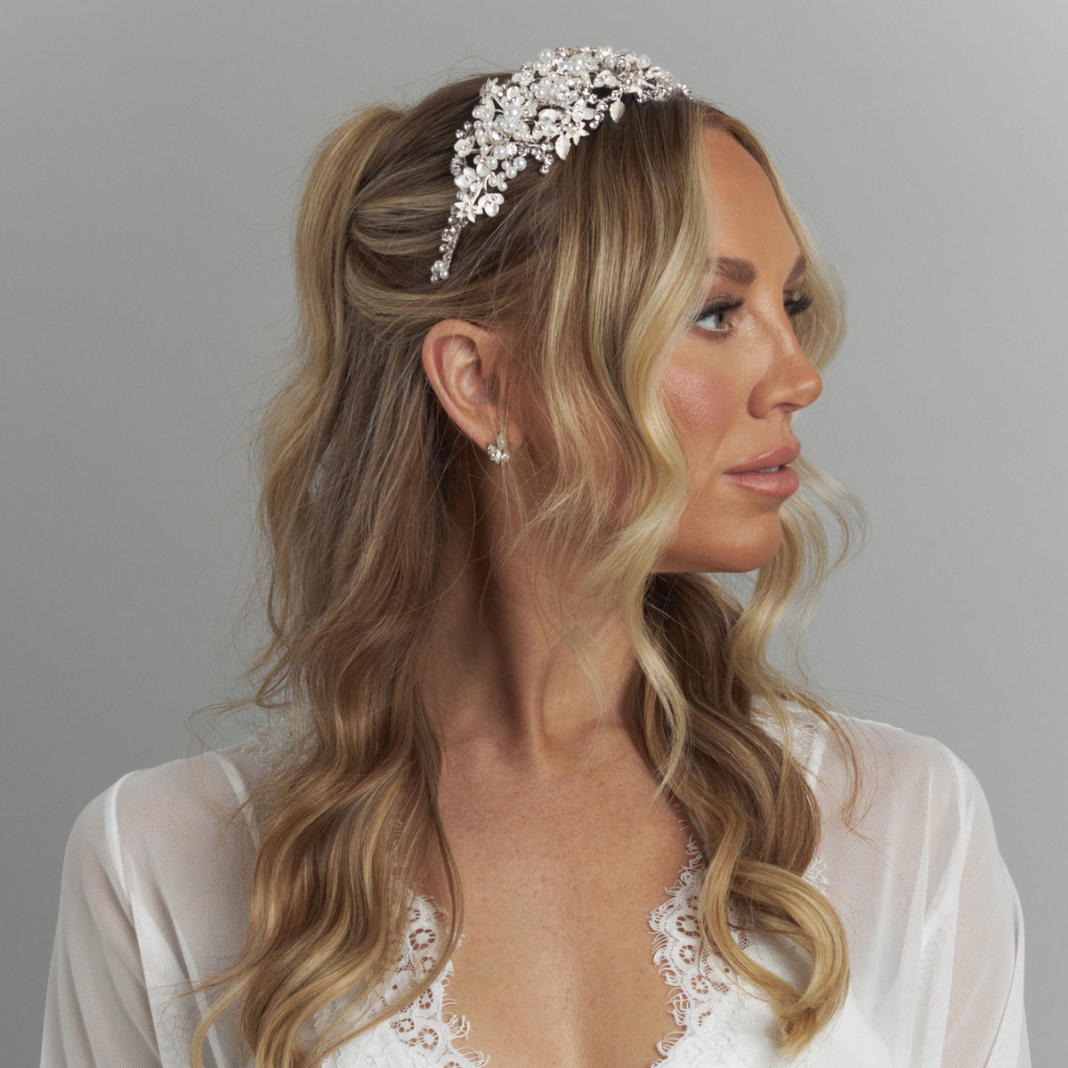 Adria Pearl Bridal Headband Hair Accessories - Headbands,Tiara
