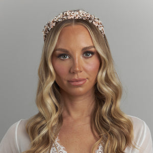 Adria Pearl rose gold Bridal wedding Luxury Crystal headpiece