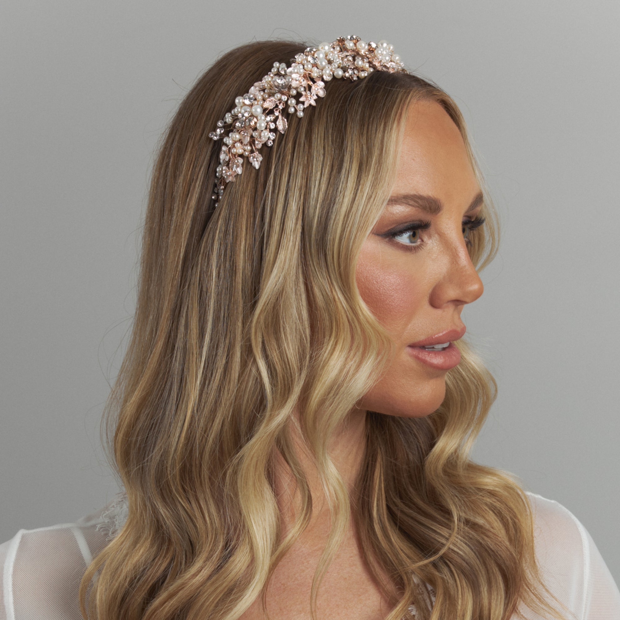 Adria Pearl Bridal Headband Hair Accessories - Headbands,Tiara