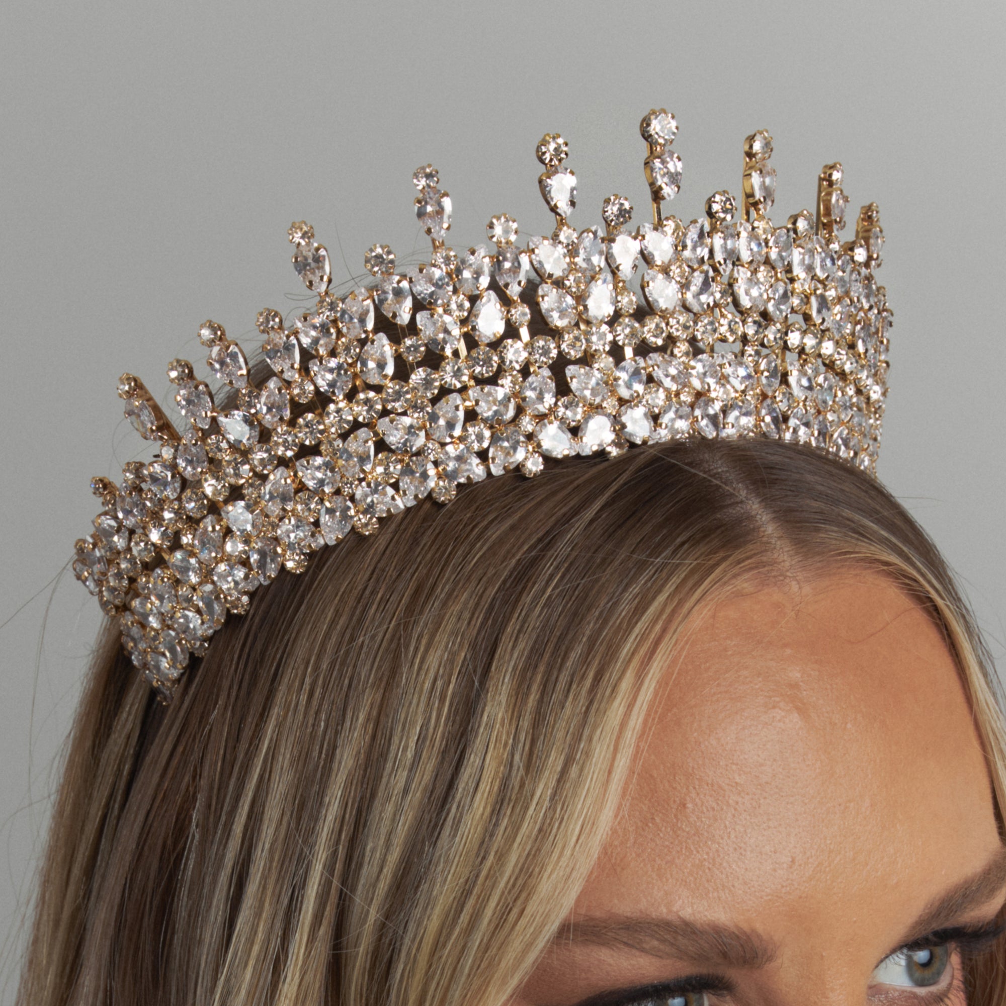 Arabella Crystal Bridal Crown Hair Accessories - Tiara & Crown