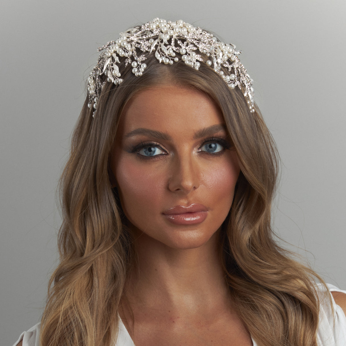 Aspen Bridal Flat Headpiece Pearl Hair Accessories - Headpieces