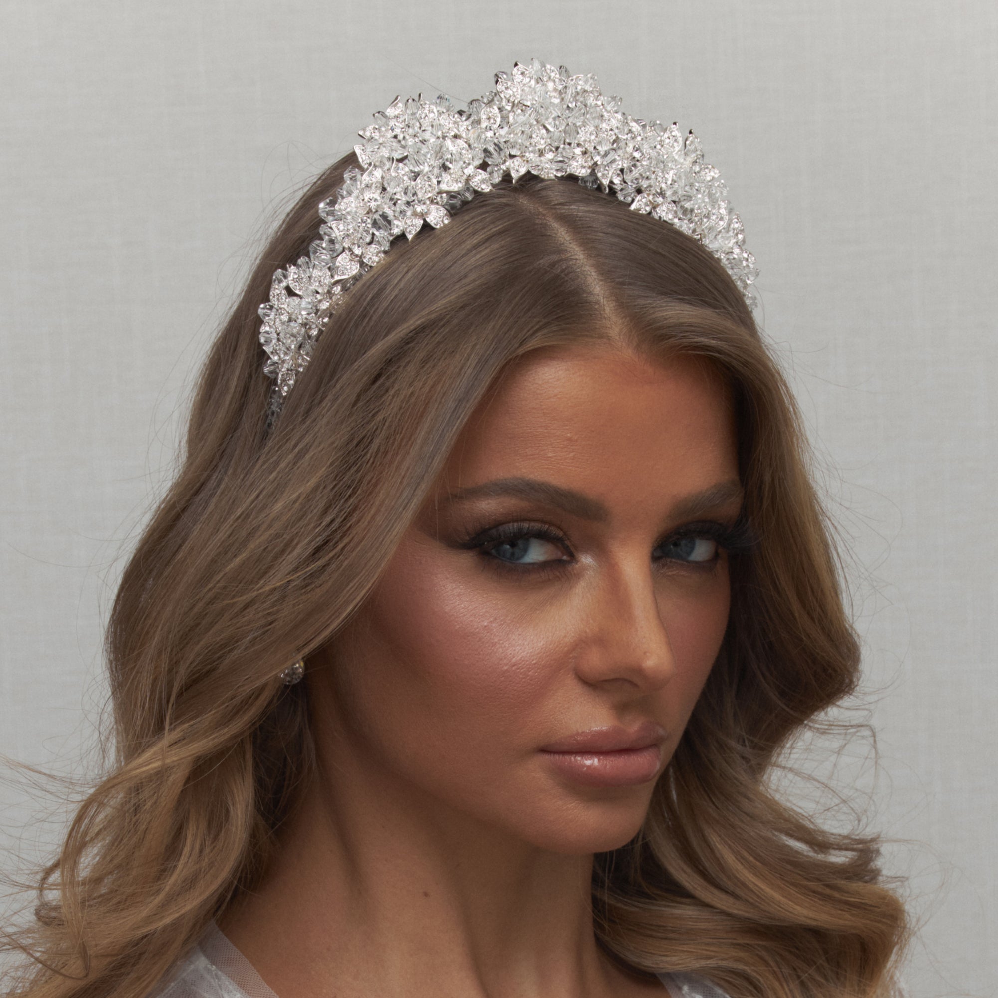 Aura Crystal Bridal Crown Hair Accessories - Tiara & Crown