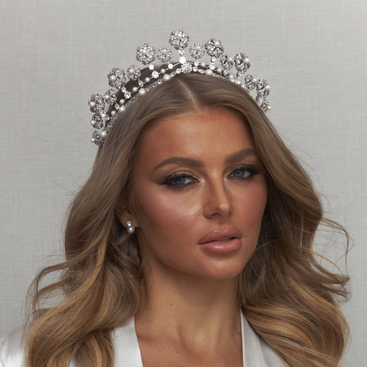 Bijou Pearl Bridal Crown Hair Accessories - Tiara &amp; Crown