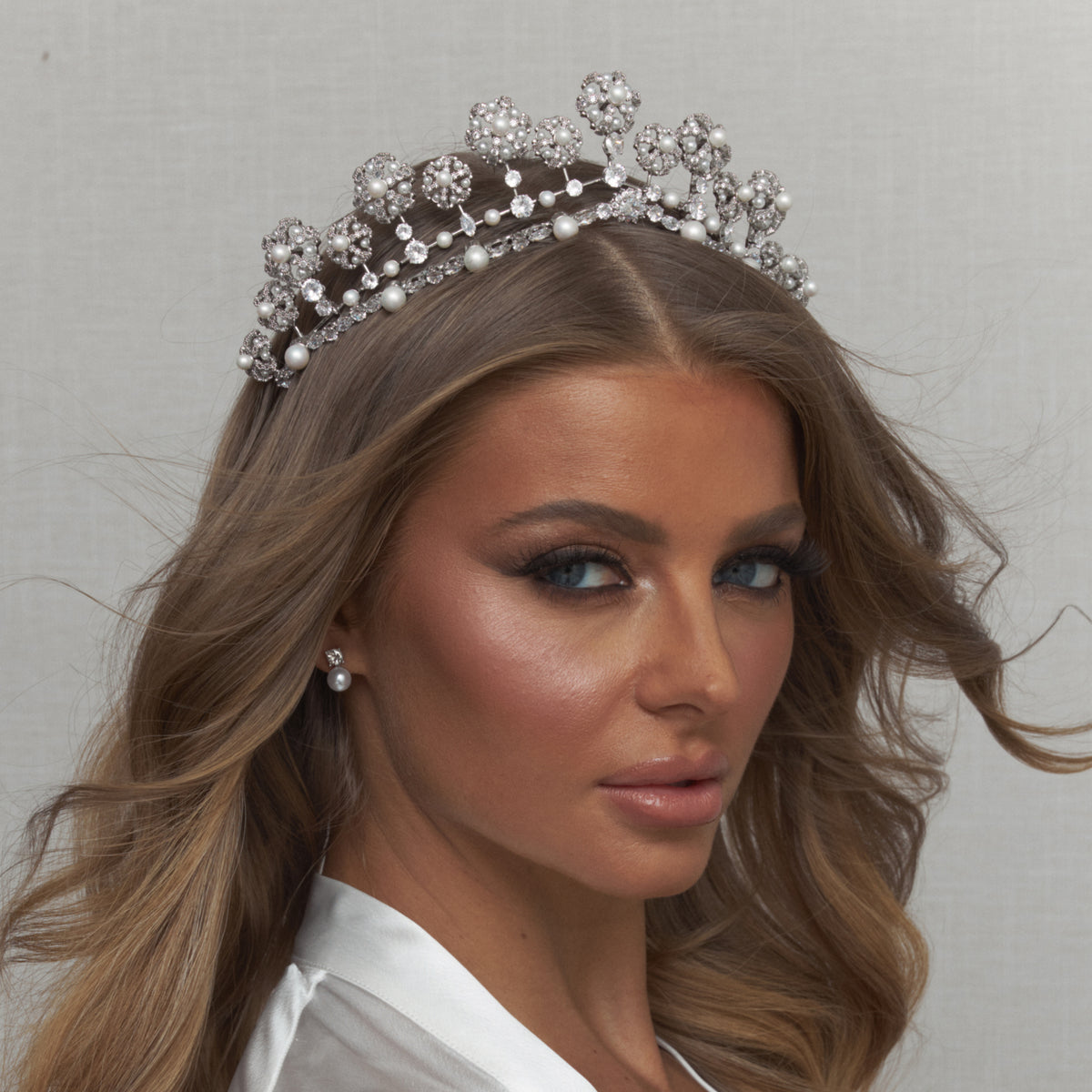 Bijou Pearl Bridal Crown Hair Accessories - Tiara &amp; Crown