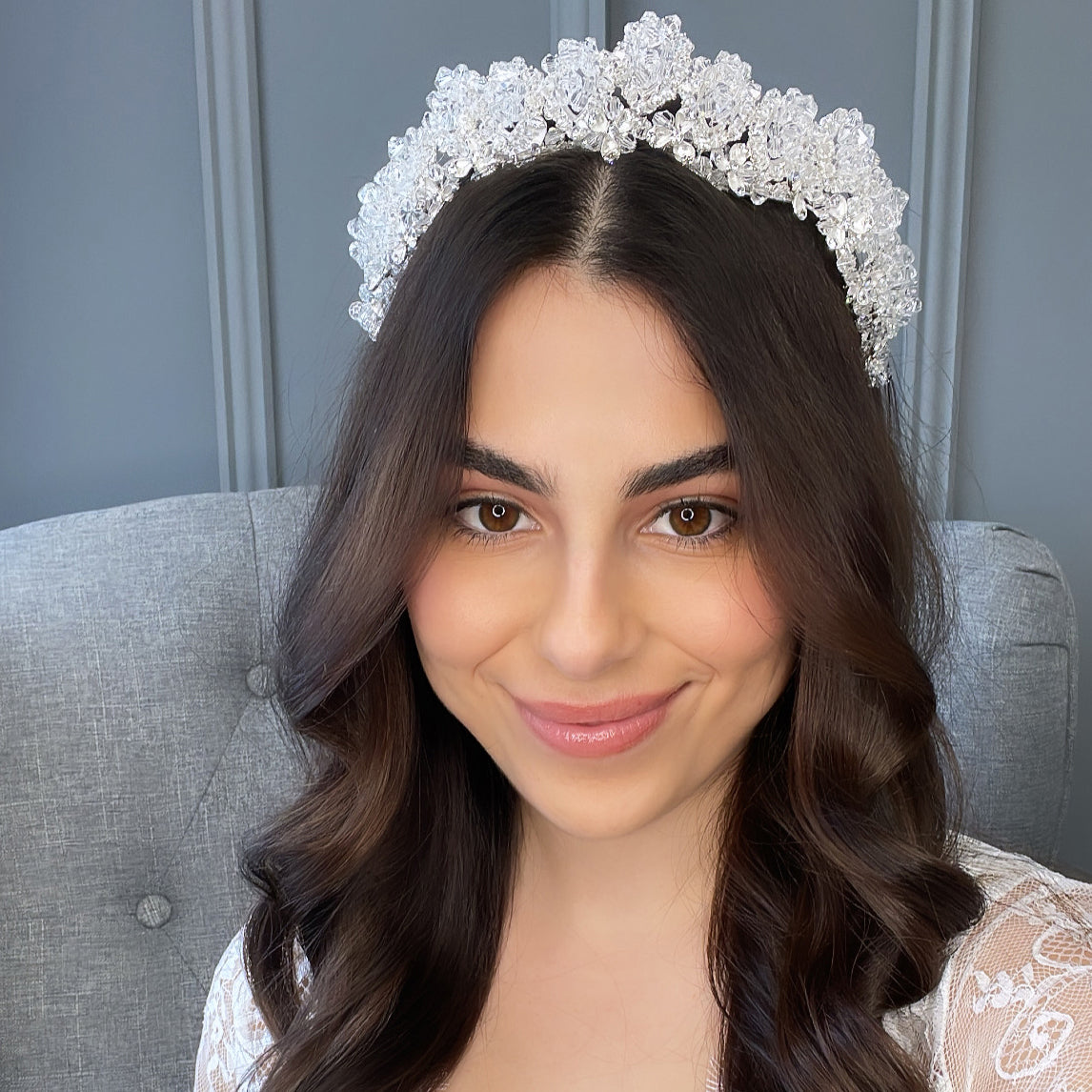 Abigail Crystal Bridal Crown Hair Accessories - Tiara & Crown