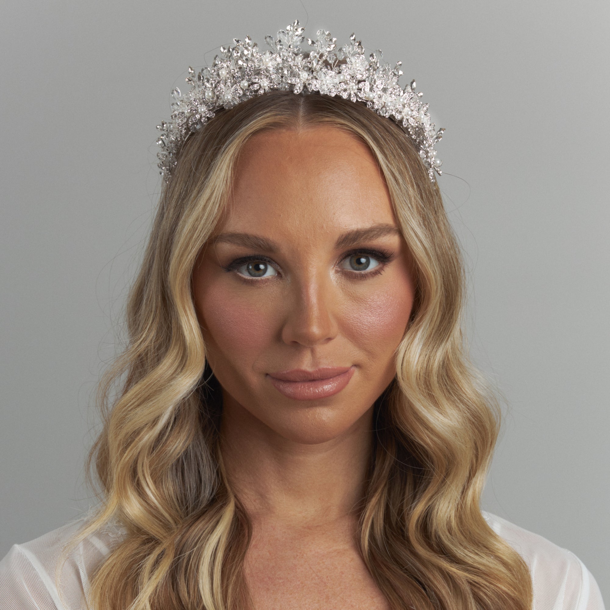 Colette Pearl Bridal Crown Hair Accessories - Tiara & Crown