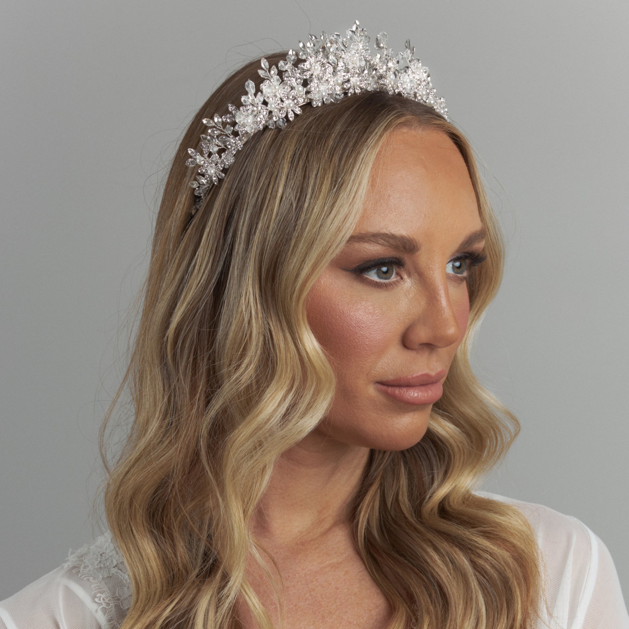 Colette Pearl Bridal Crown Hair Accessories - Tiara & Crown