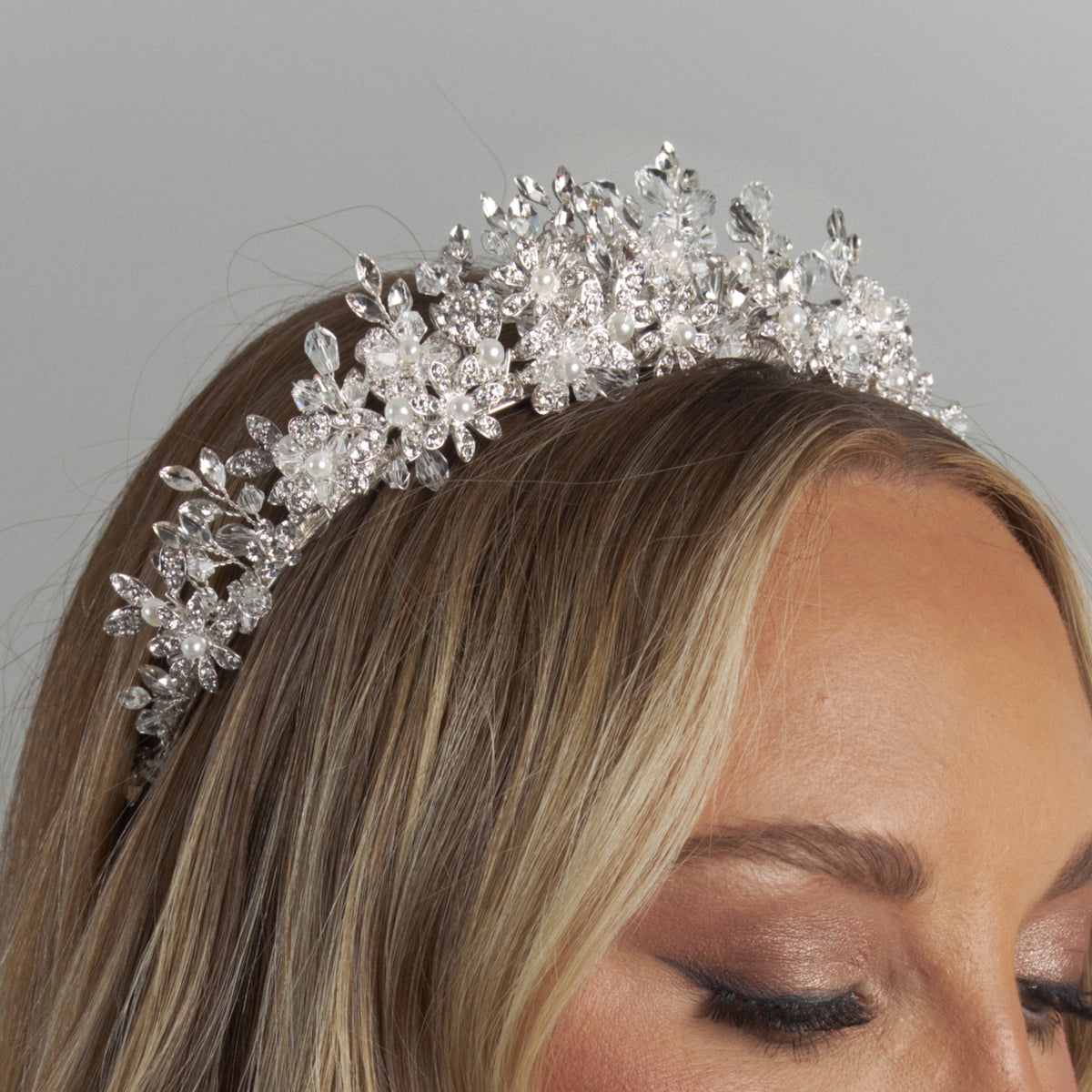 Colette Pearl Bridal Crown Hair Accessories - Tiara &amp; Crown