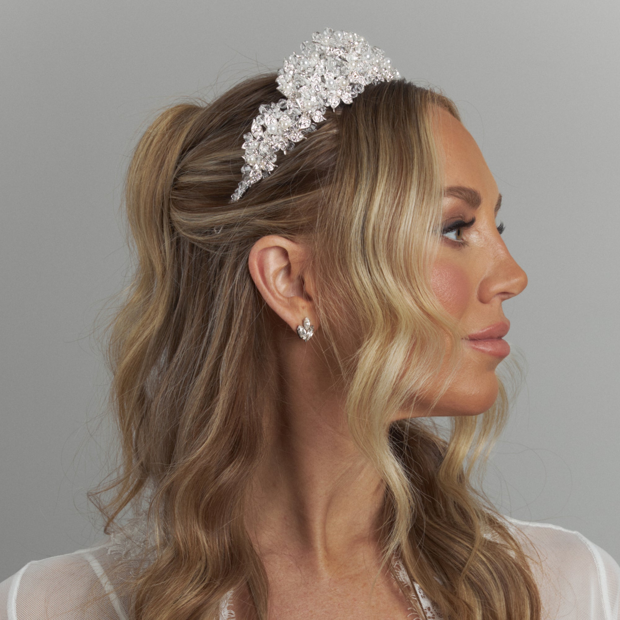 Dani Pearl Bridal Crown Hair Accessories - Tiara & Crown