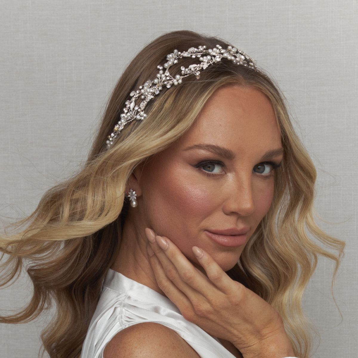 Dinah Pearl Bridal Twin Vine Hair Accessories - Headpieces