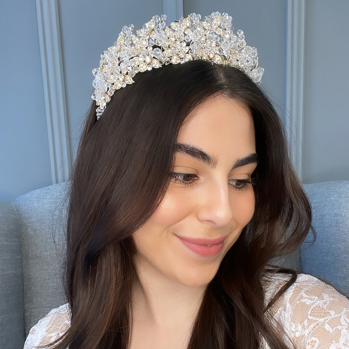 Monarch Crystal Bridal Crown Hair Accessories - Tiara & Crown