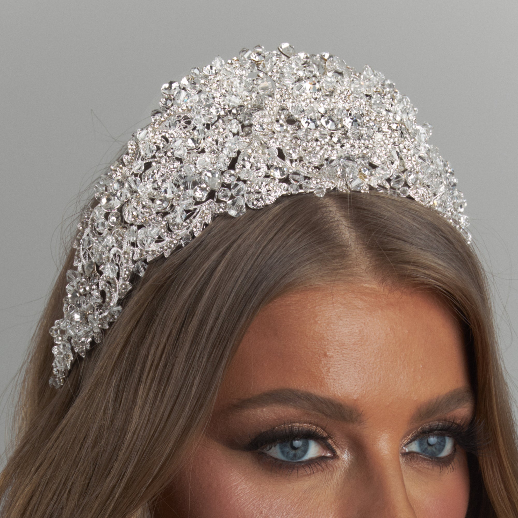 Elliette Crystal Bridal Crown Hair Accessories - Tiara & Crown