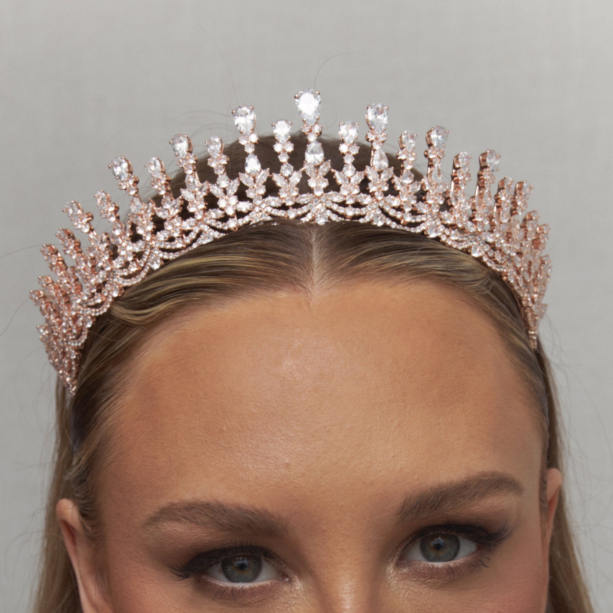 Emaline Crystal Bridal Crown Hair Accessories - Tiara & Crown