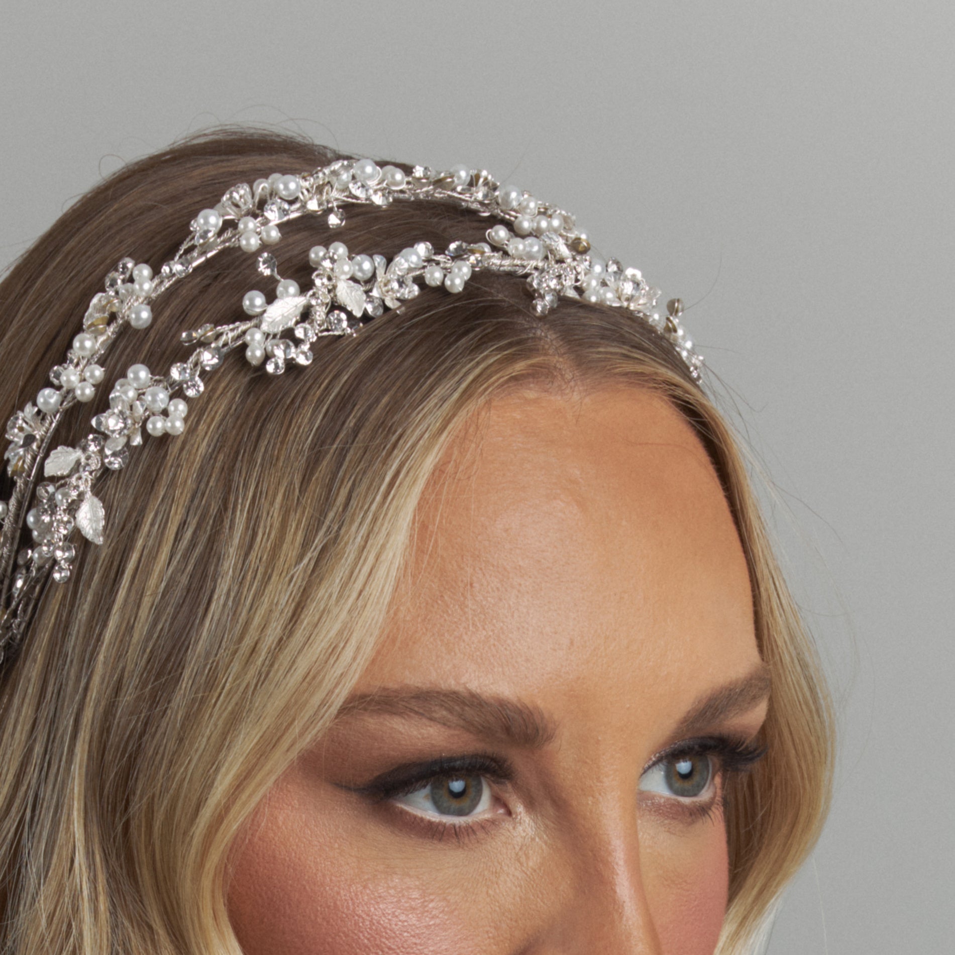 Evina Crystal Pearl Double Headband Hair Accessories - Headbands,Tiara